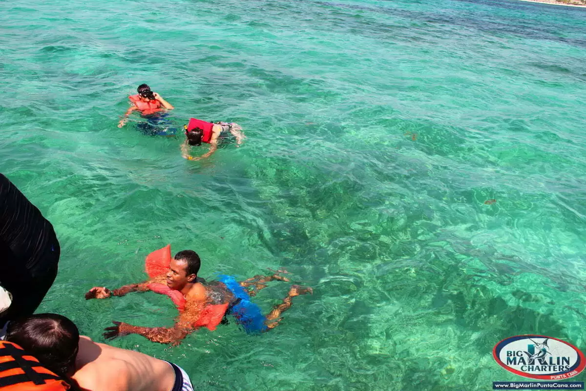 Snorkeling reef after fishing and catching