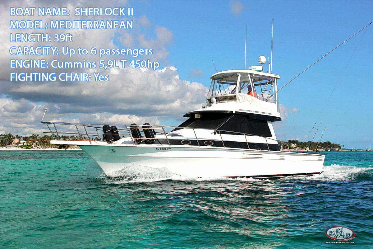Sherlock fishing boat 39 ft convertible model Dominican Republic marina Cap Cana