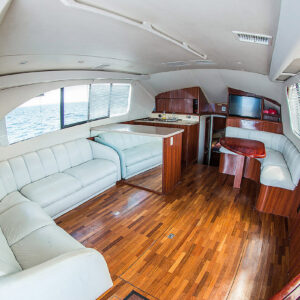 Cabin fishing boat Fortuna wood floor and nice interior