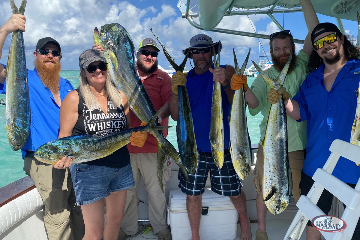 A lot of Mahi Mahi after deep sea fishing boat Fortuna in Punta Cana