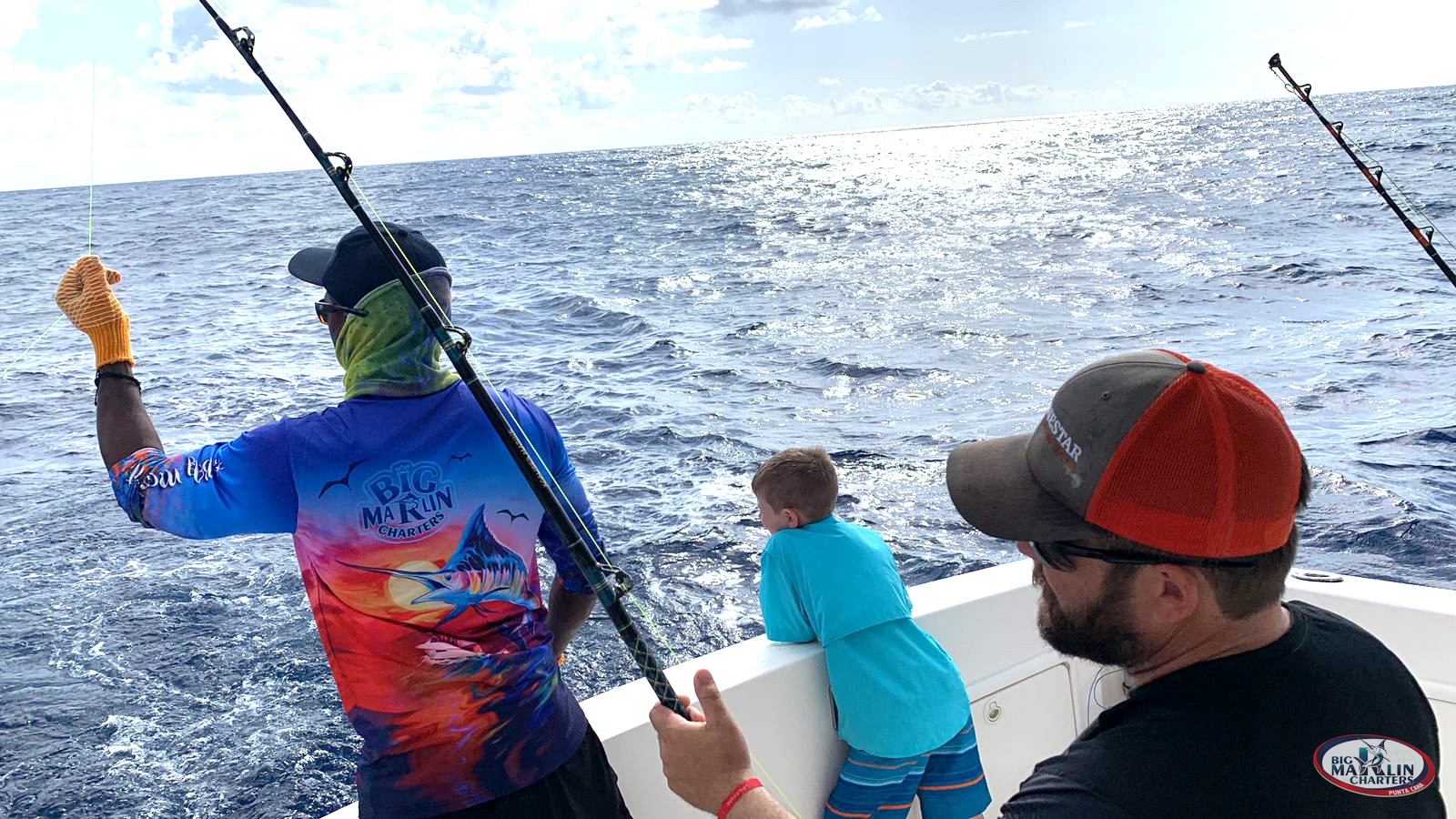 Family fishing trip kids aboard