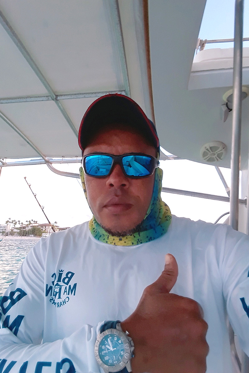 Capt. Cocote from fishing boat Fortuna ready for private fishing charters